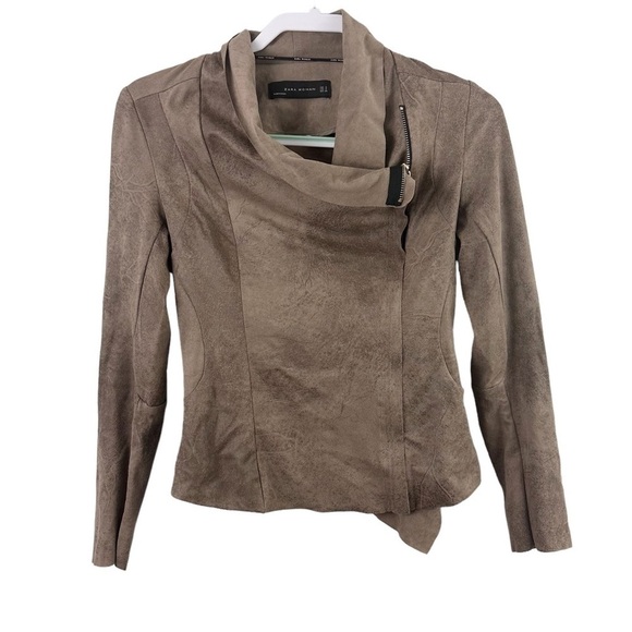 Zara Faux Suede Leather Moto Jacket - Picture 11 of 12